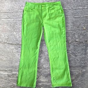 Neon Green Y2K Crinkle Texture Jeans sz 12p